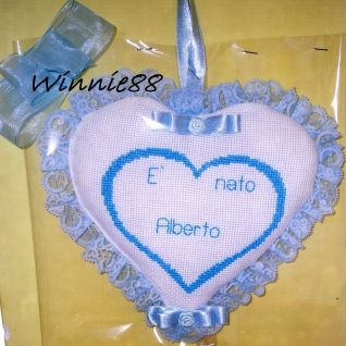 Fiocco nascita - Cuore - E' nato Alberto