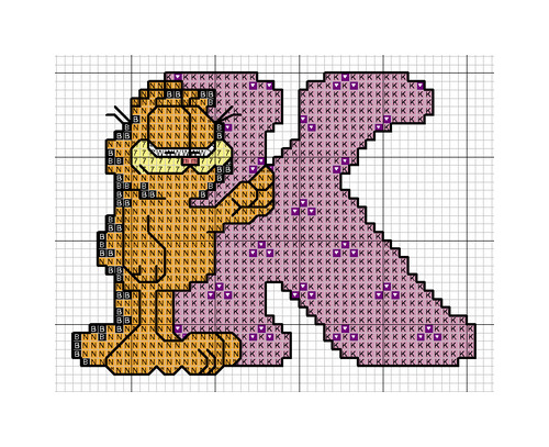 Schema punto croce Alfabeto garfield k