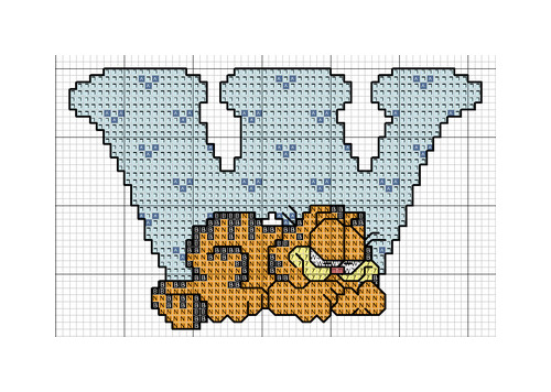 Schema punto croce Alfabeto garfield w