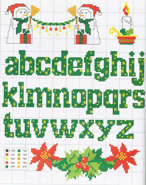 Schema punto croce Alfabto stella natale