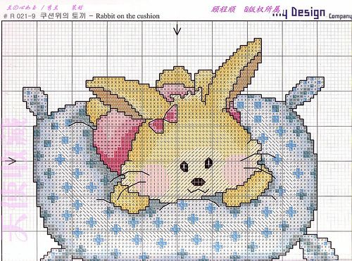 Schema punto croce Coniglio Cuscino