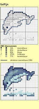 Schema punto croce Delfini Monocolore