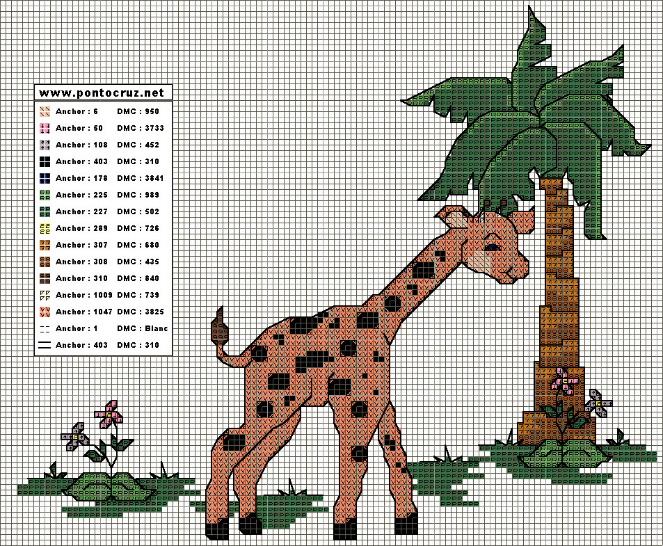 Schema punto croce Giraffa 3