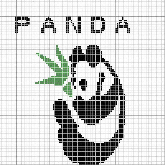 Schema punto croce Panda 3