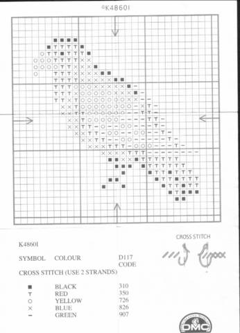 Schema punto croce Pappagallino 2