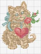 Schema punto croce Valentine Kitty