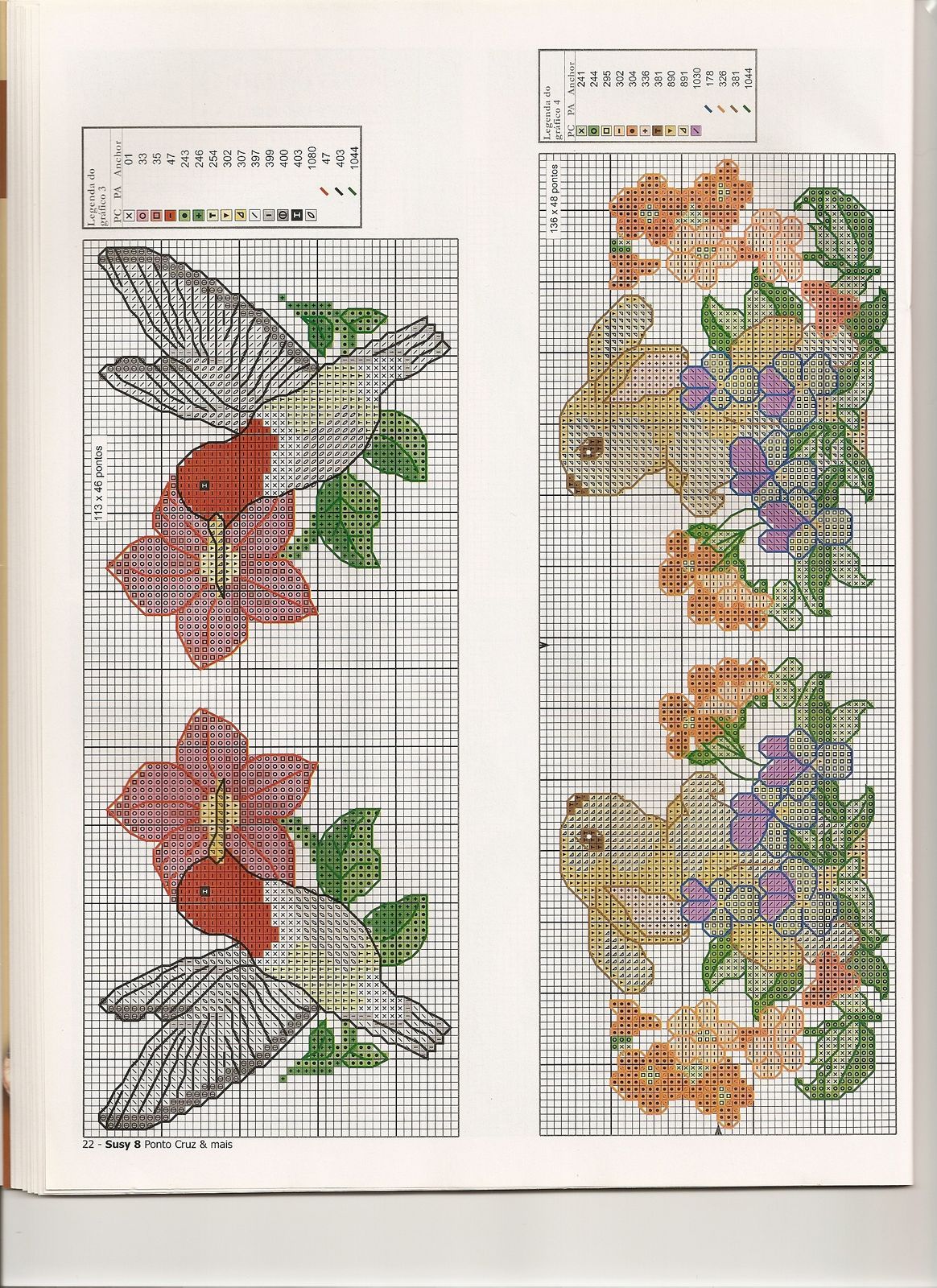 Schema punto croce Uccellini Coniglietti