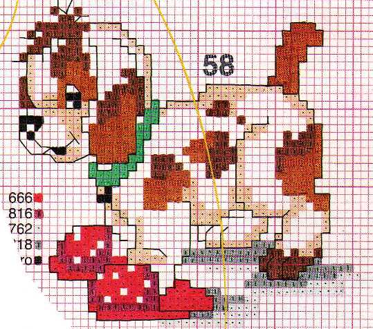 Schema punto croce Cagnolino-con-pantofole