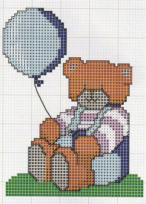 Schema punto croce Orsetto-con-paloncino