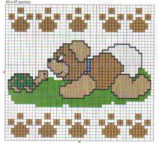 Schema punto croce Orsetto-con-tartarughina