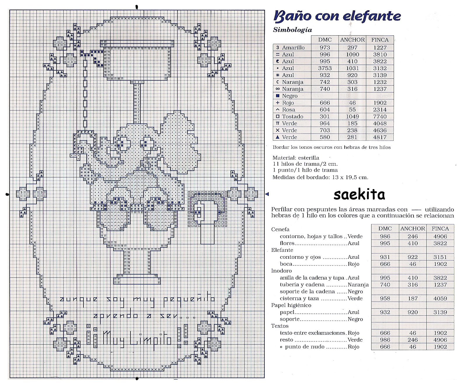 Schema punto croce Bagno Elefante 02