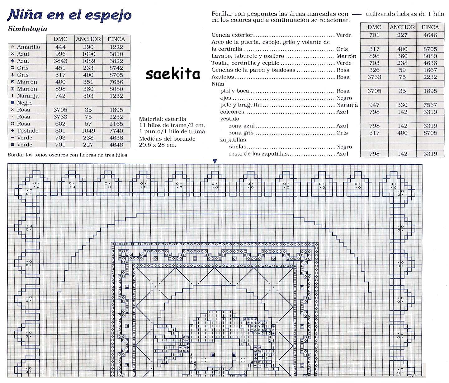 Schema punto croce Bimba Allo Specchio 02