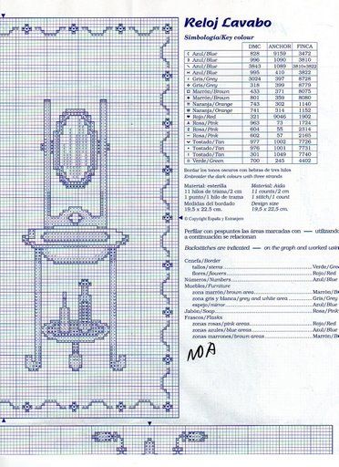 Schema punto croce Orologio Bagno 03