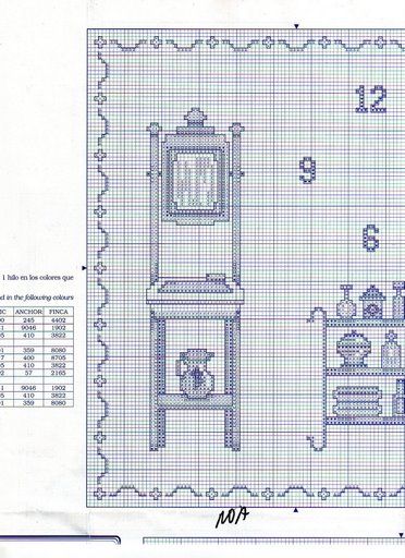 Schema punto croce Orologio Bagno 06