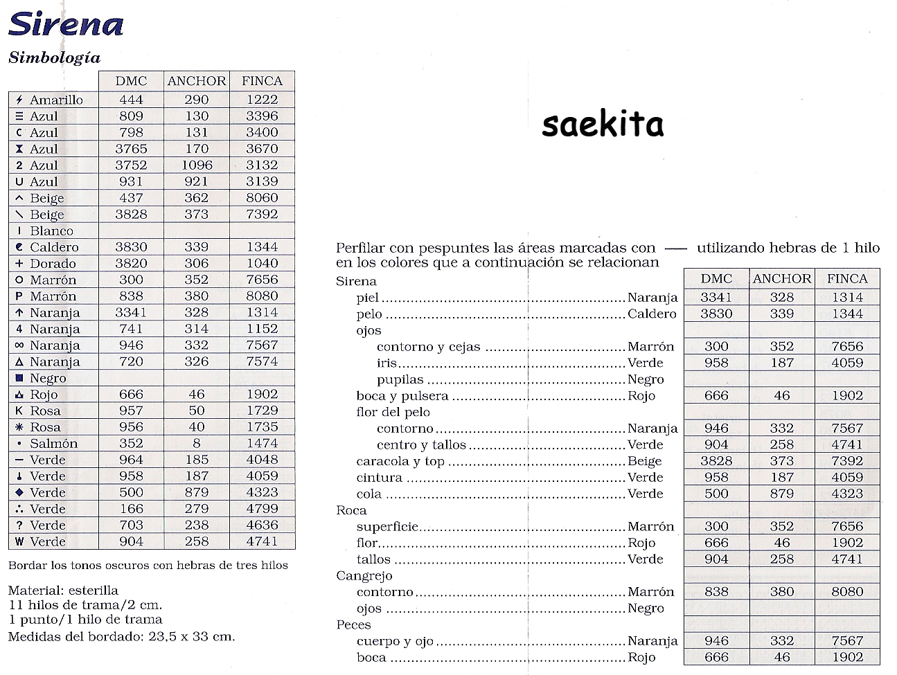 Schema punto croce Sirena 04