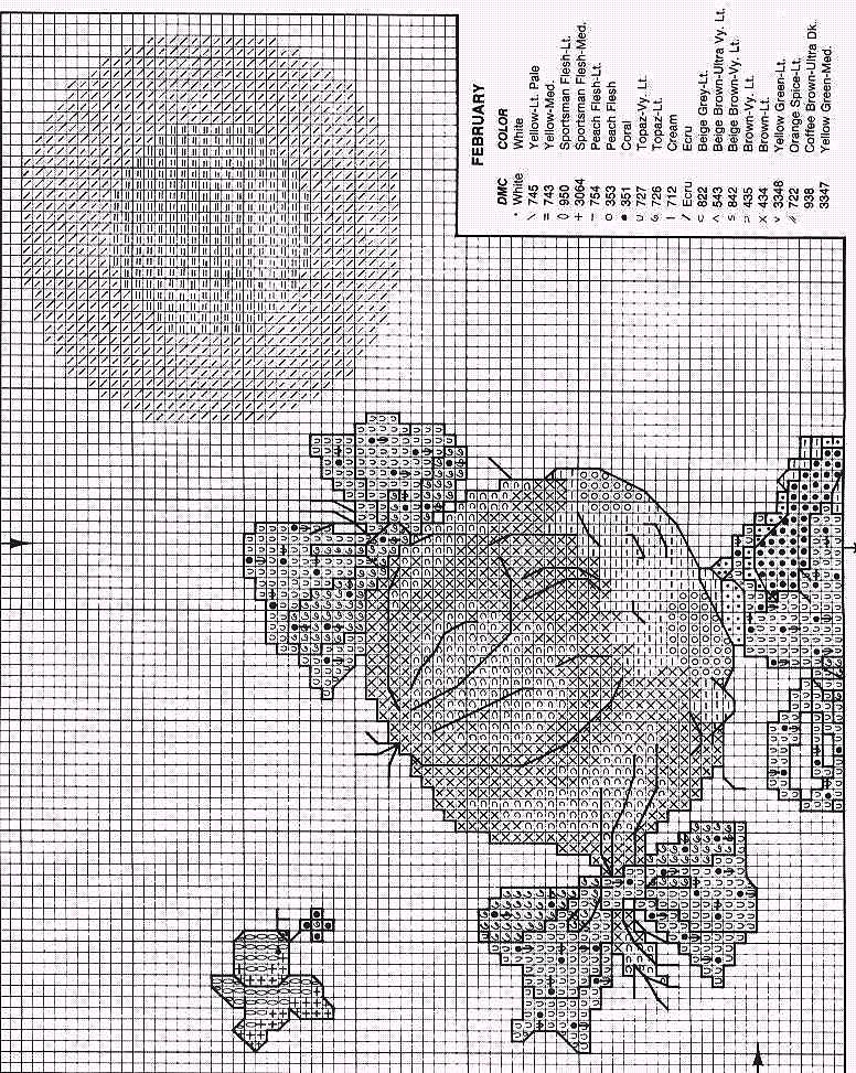 Schema punto croce Bimba Febbraio 2