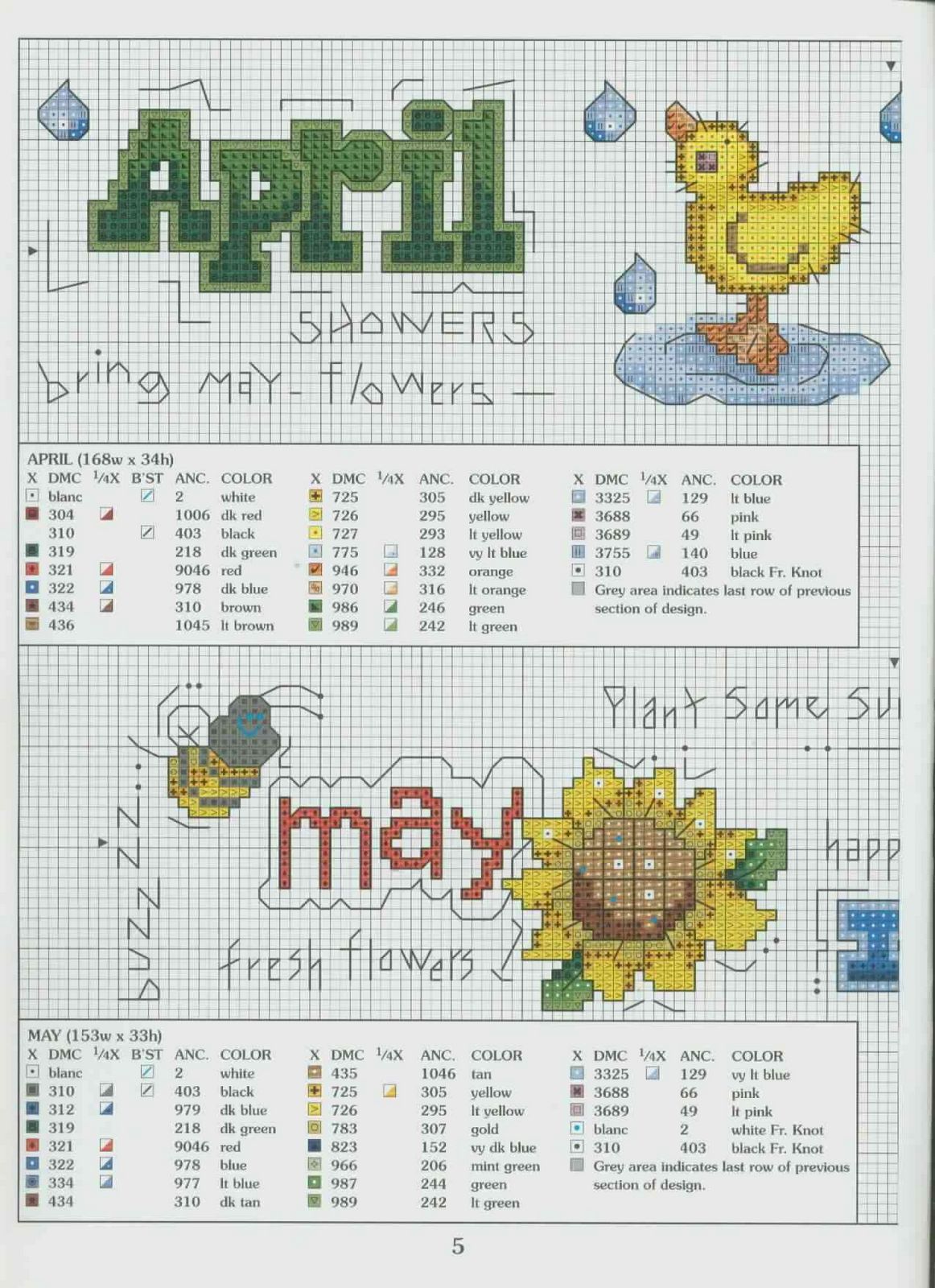 Schema punto croce Aprile Maggio