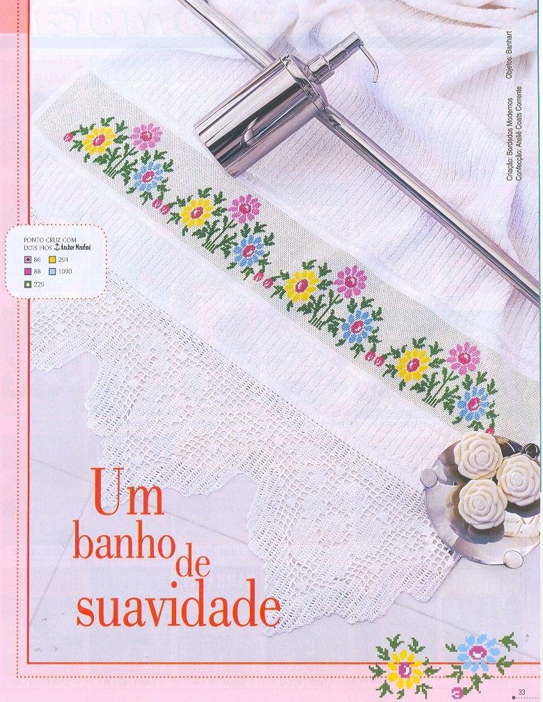 Schema punto croce Asciugamani Fiori 03