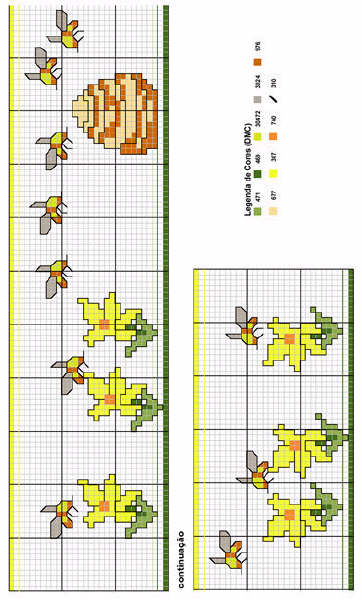 Schema punto croce Bordi Floreali 44