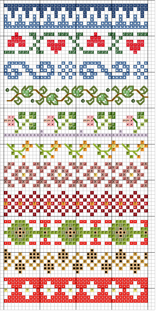 Schema punto croce Bordi Floreali 46