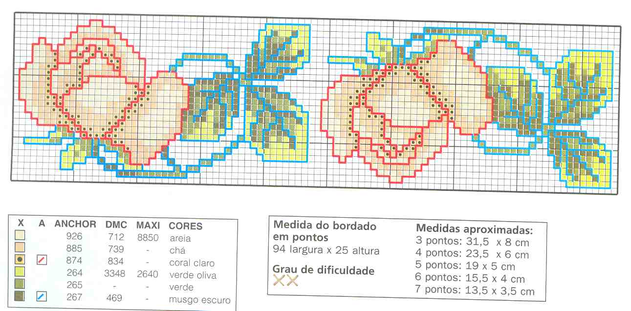 Schema punto croce Bordi Floreali 51