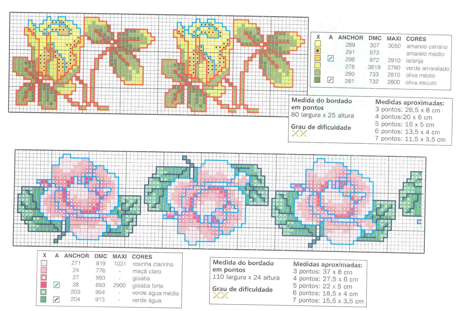 Schema punto croce Bordi Floreali 52