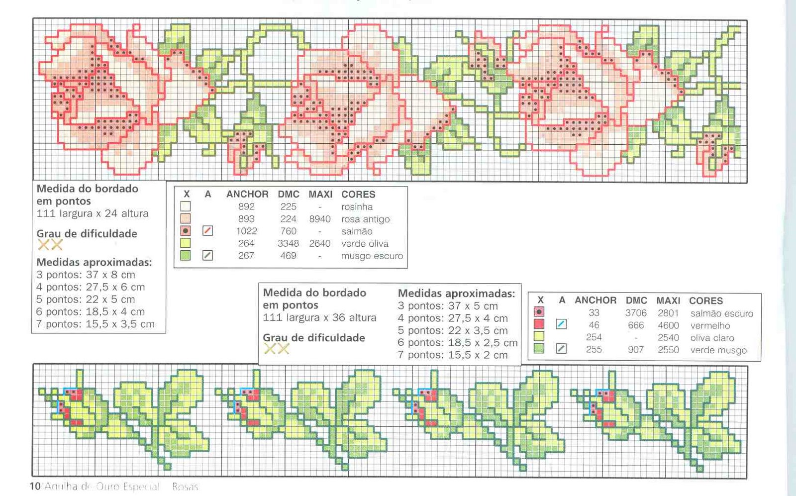 Schema punto croce Bordi Floreali 55