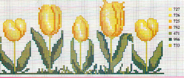 Schema punto croce Bordi Floreali 56