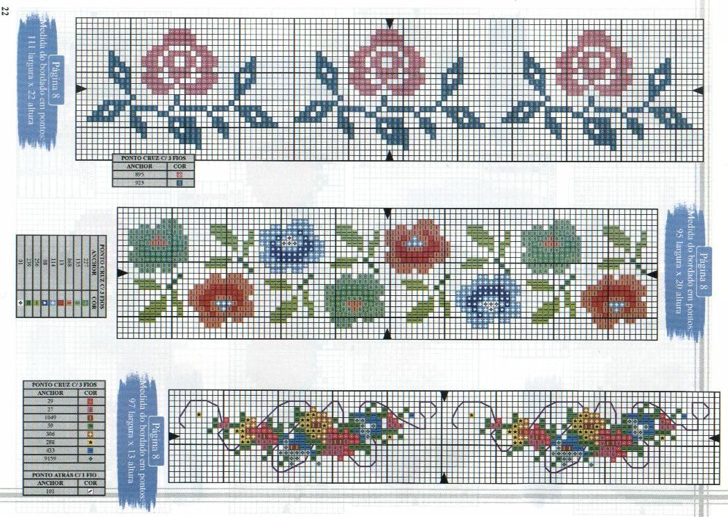 Schema punto croce Bordi Floreali 59