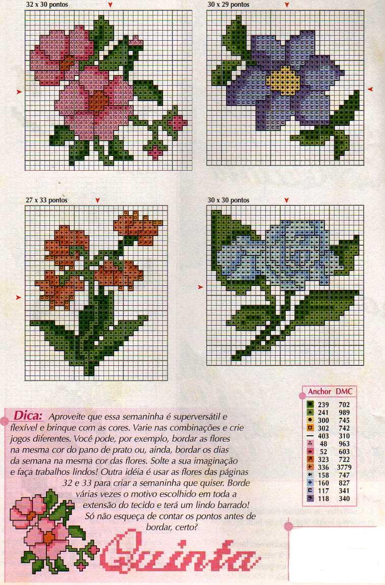 Schema punto croce Bordi Floreali 73