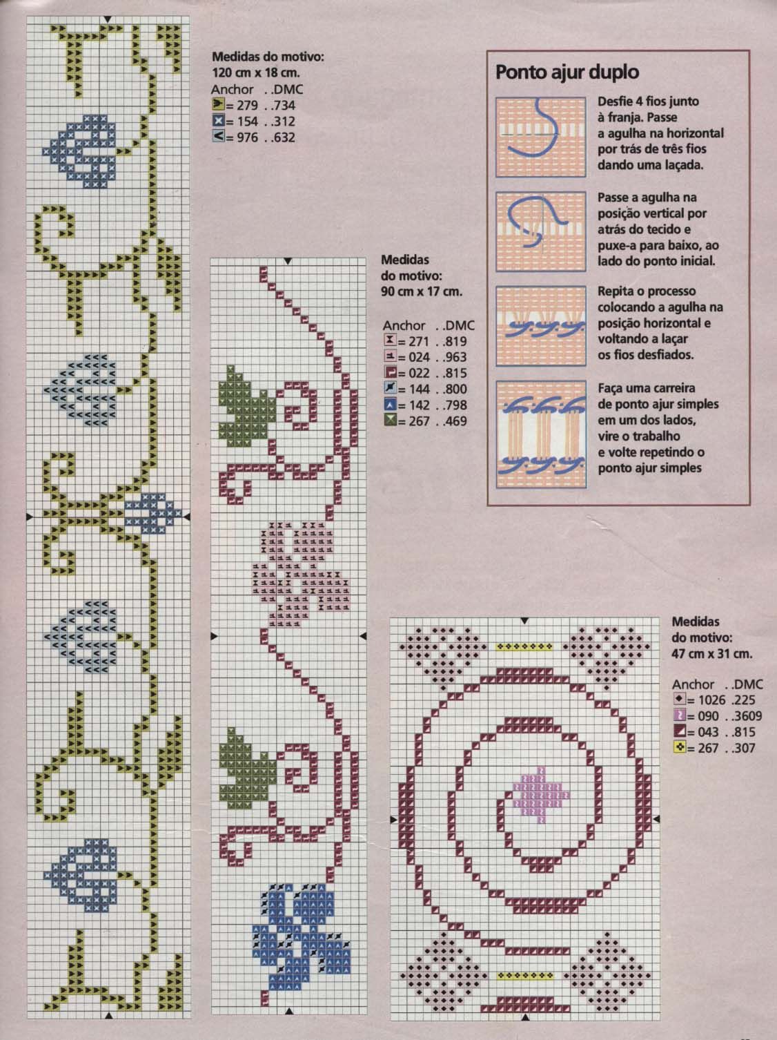 Schema punto croce Bordi Floreali 74