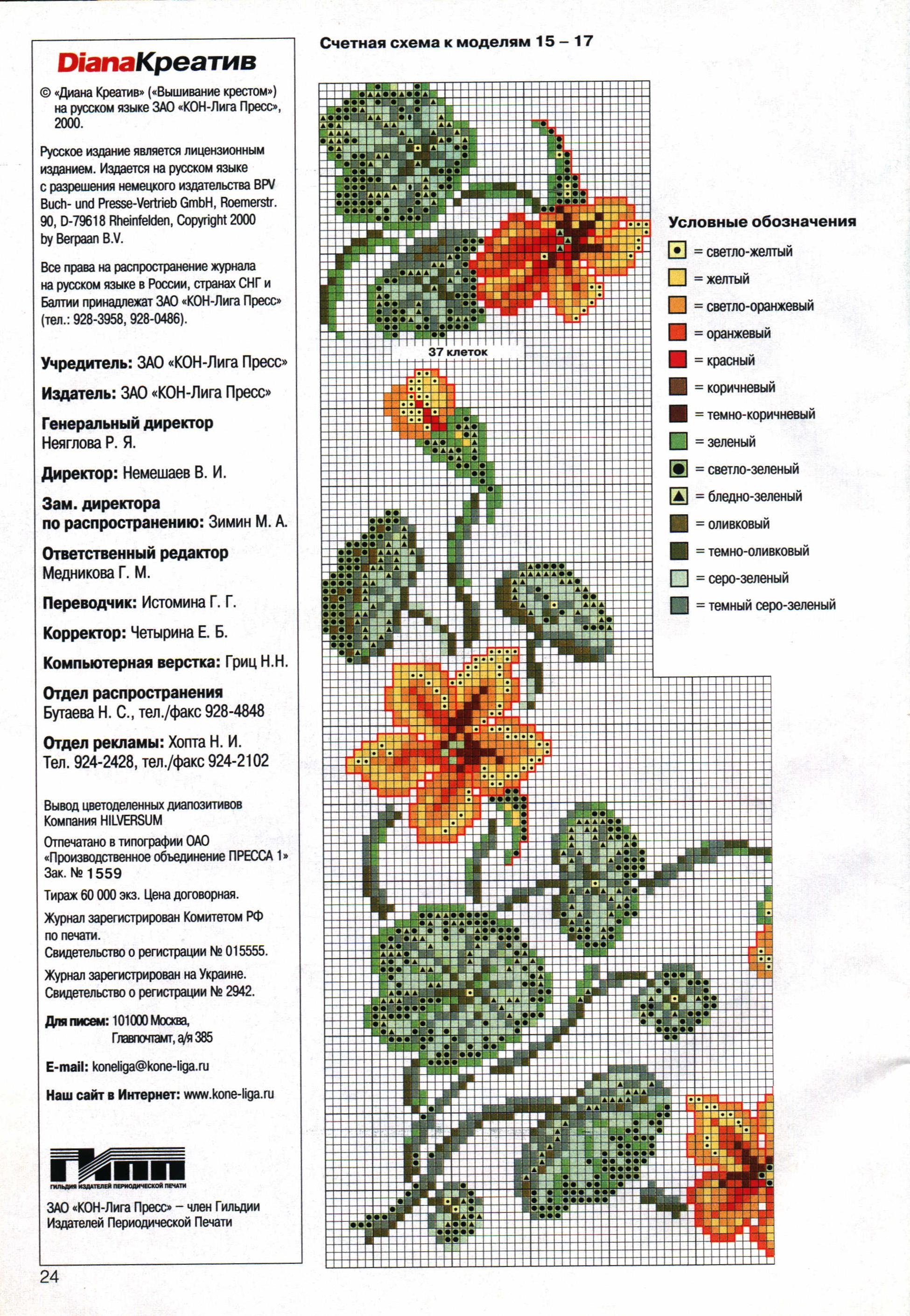 Schema punto croce Bordi Floreali 84