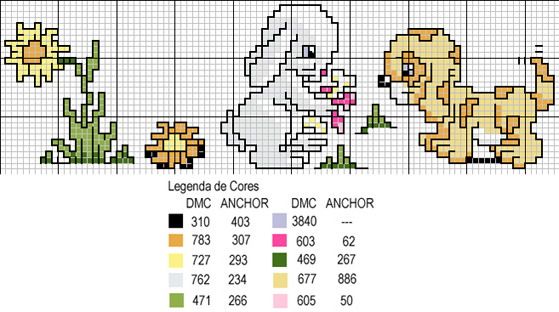 Schema punto croce Cane E Coniglio