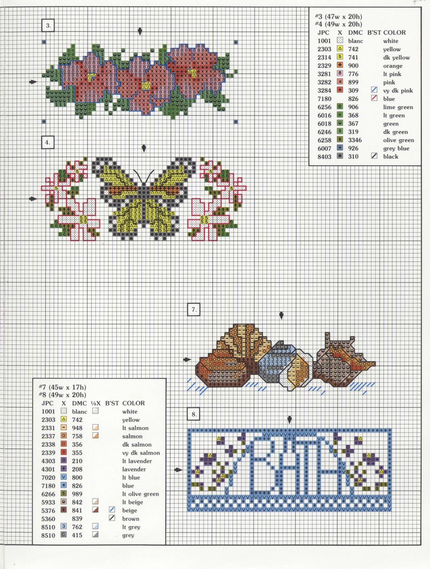 Schema punto croce Cenefa Caracolas 02