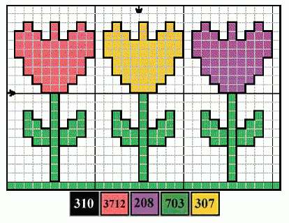 Schema punto croce Cenefas Florales 17