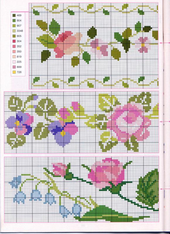 Schema punto croce Cenefas Florales 20