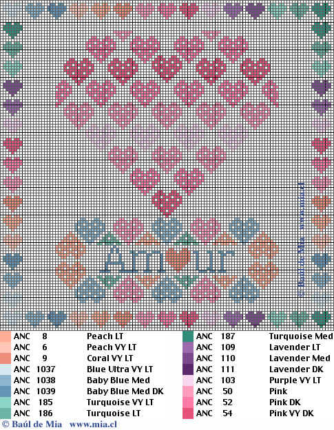 Schema punto croce Cuore Amour