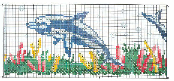 Schema punto croce Dolci Delfini 05