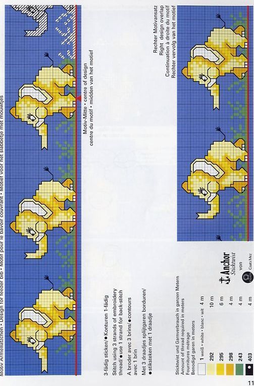 Schema punto croce Elefanti Gialli 01