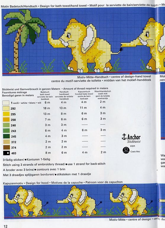 Schema punto croce Elefanti Gialli 02