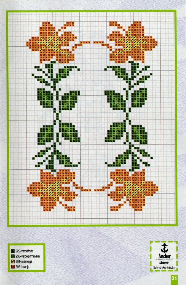 Schema punto croce Fiori Arancio 2