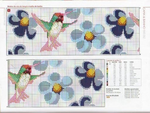 Schema punto croce Fiori E Api 03