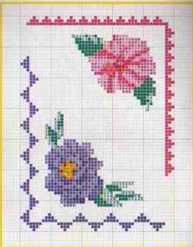 Schema punto croce Fiori Rosa Viola