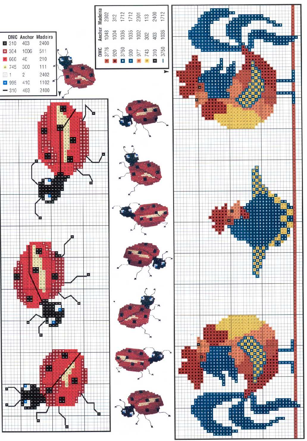 Schema punto croce Galli E Coccinelle