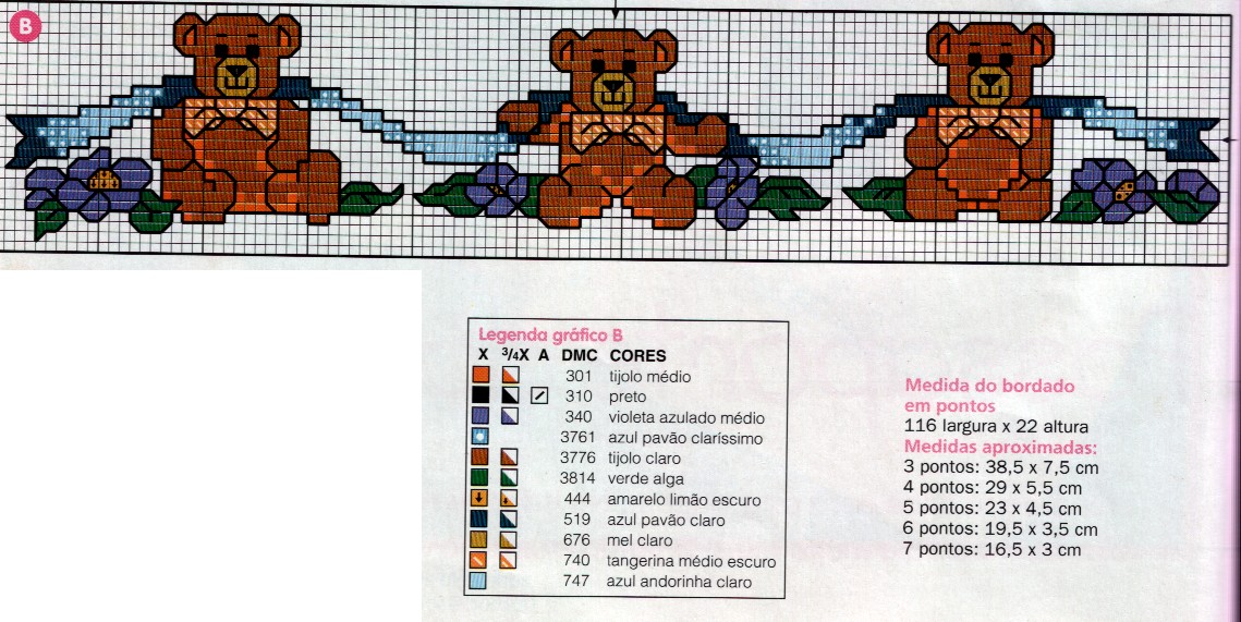 Schema punto croce Orsetti Tra Fiori