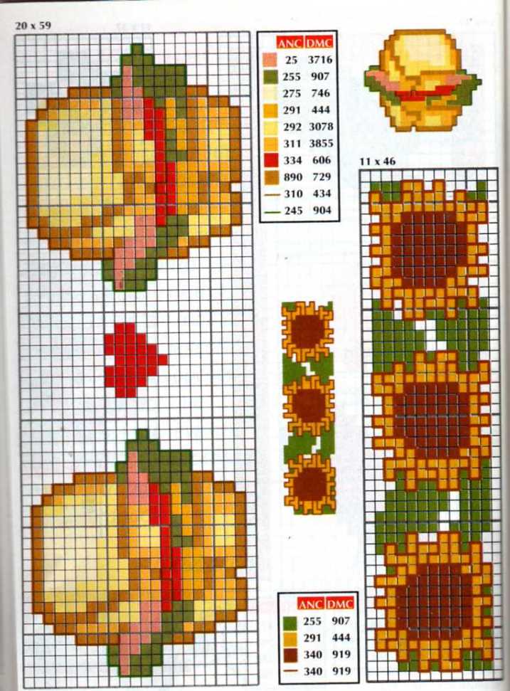 Schema punto croce Panini E Girasoli