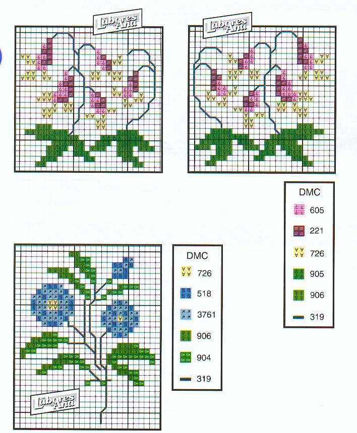 Schema punto croce Pequenas Flores 04