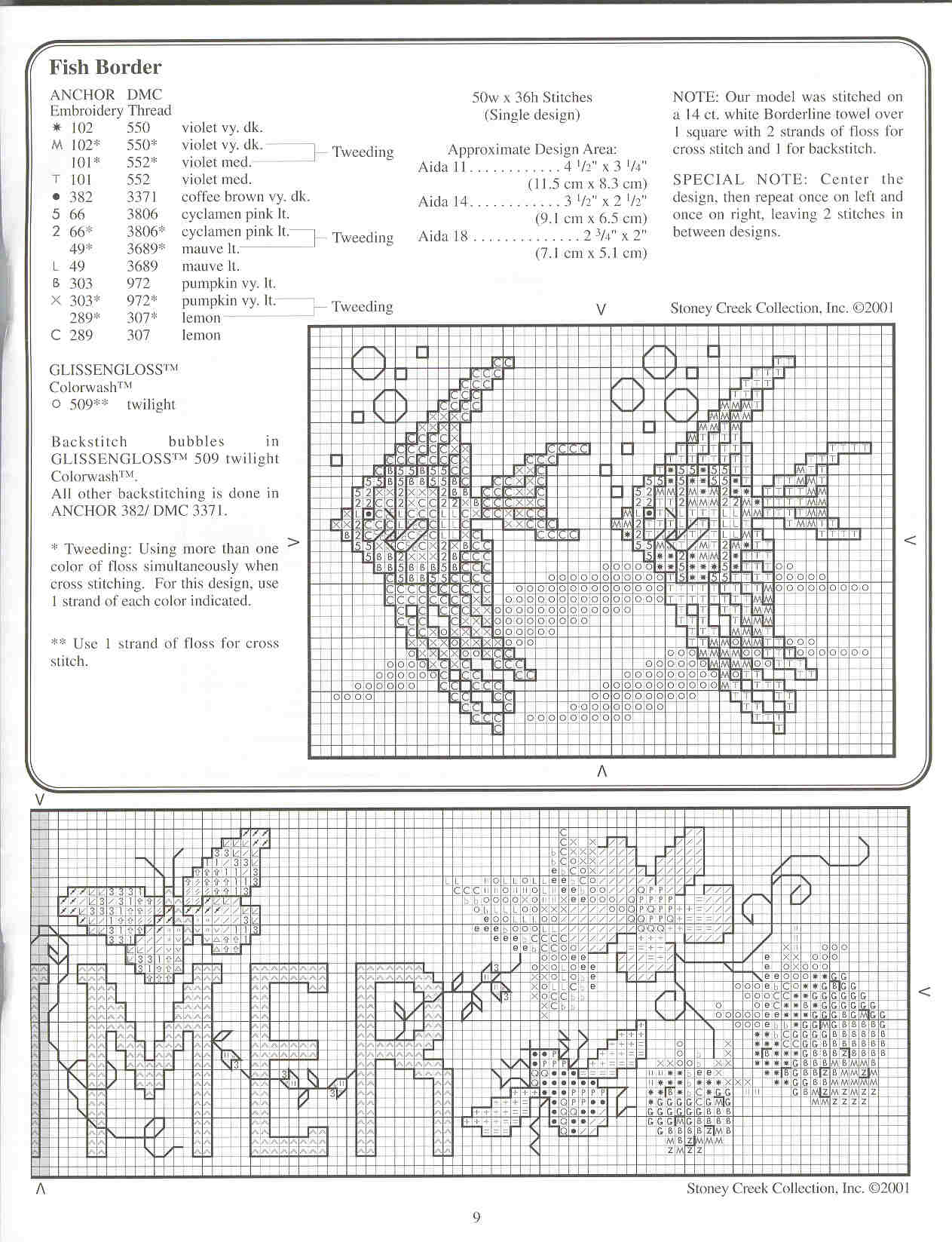 Schema punto croce Towels 09