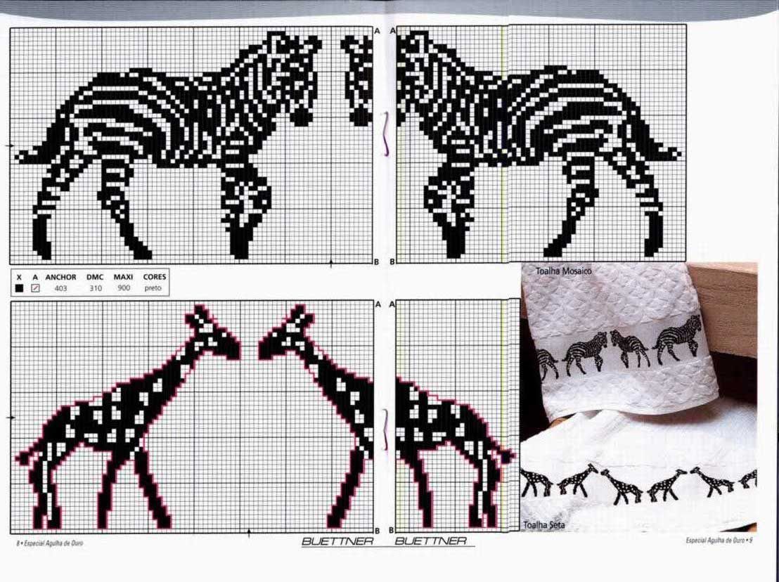 Schema punto croce Zebre E Giraffe