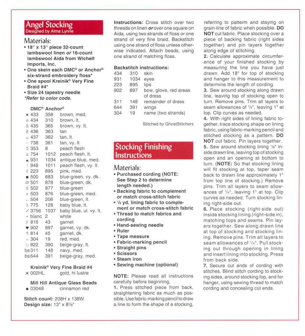 Schema punto croce Calza Angeli 7